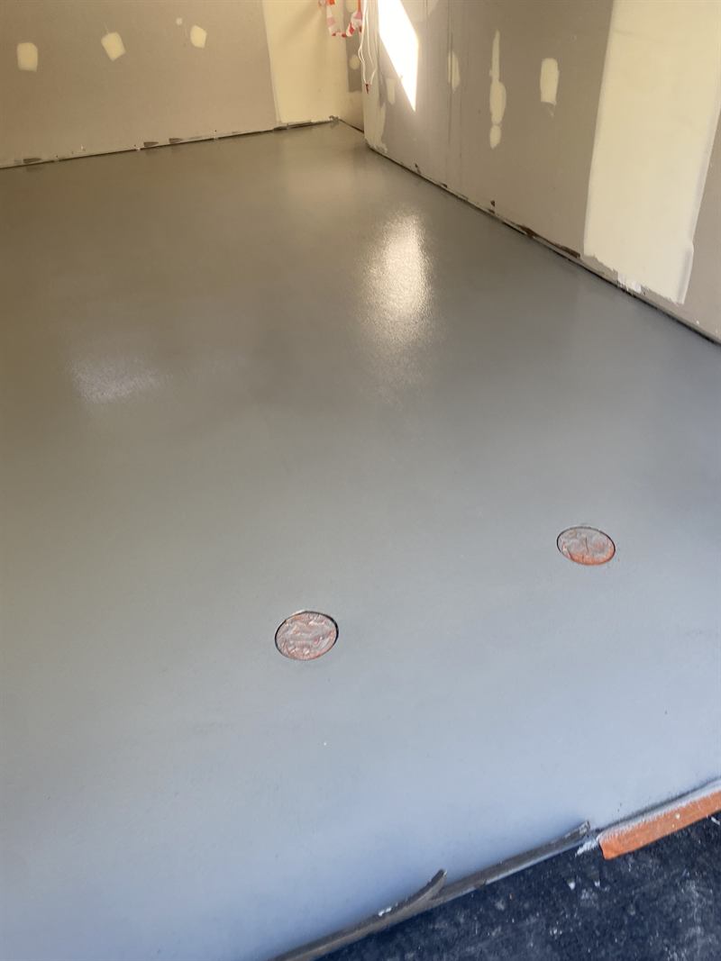 New garage finished in grey epoxy