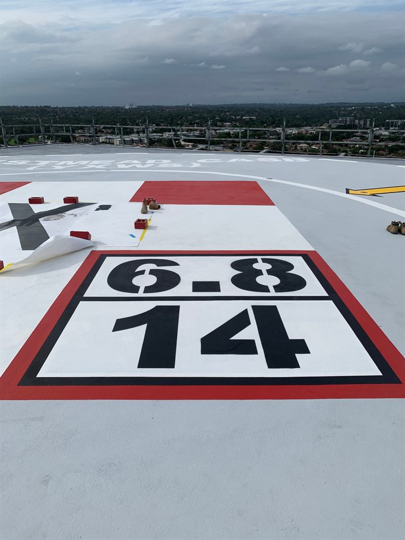 Helipad weight and size marking